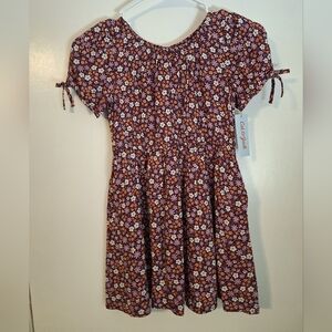 Cat & Jack Girls' Purple Floral Short-Sleeve Dress